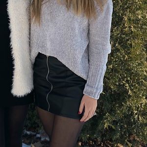 Faux black leather skirt